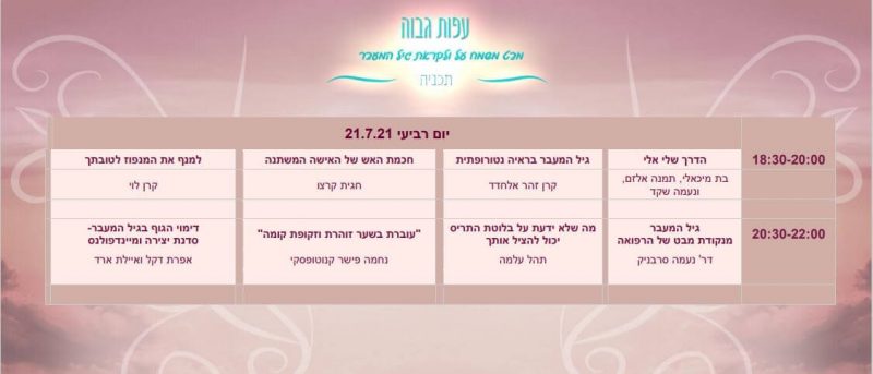 כנס אינטרנטי לנשים בגיל המעבר בהנחיית אבישג זלוף